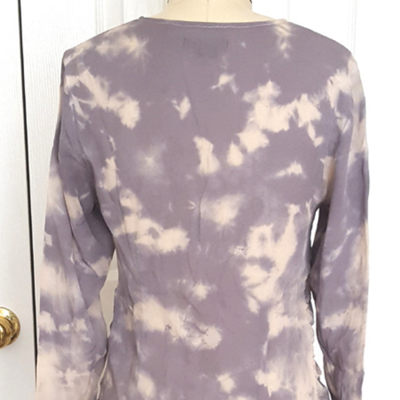 100% Silk Tie Dye Zip Front Long Sleeve Blouse XS - Picture 4 of 8